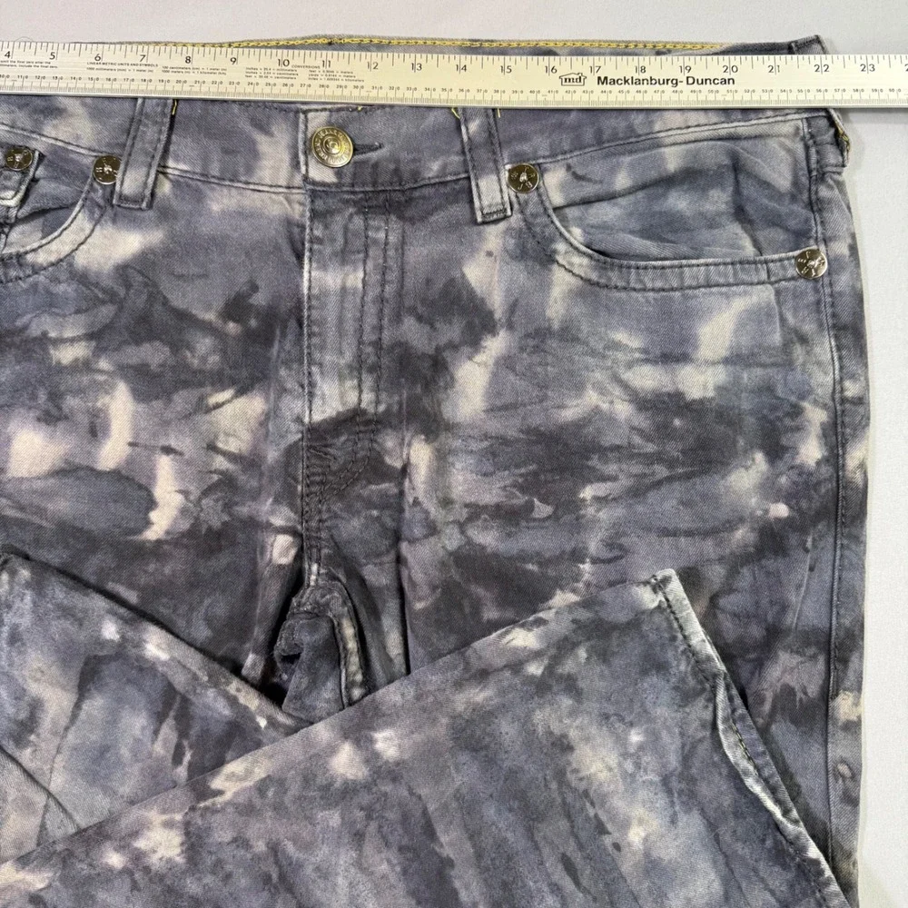 True Religion Ricky Big T Jeans Mens 44x33 Grey Cloud Wash Straight Flap Pockets